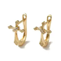 Brass Micro Pave Cubic Zirconia Hoop Earring