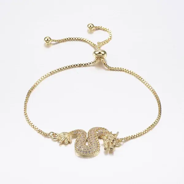 Adjustable Brass Micro Pave Cubic Zirconia Bolo Bracelets