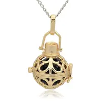 Golden Tone Brass Hollow Round Cage Pendants