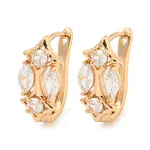 Brass Micro Pave Clear Cubic Zirconia Hoop Earrings