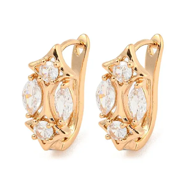 Brass Micro Pave Clear Cubic Zirconia Hoop Earrings