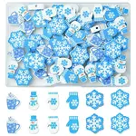 60Pcs 6 Styles Christmas Theme Printed Wood Beads