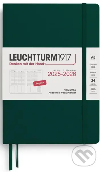 Academic Week Planner 2026 Medium (A5) 18 Months Forest Green