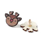 Christmas Printed Wooden Stud Earrings
