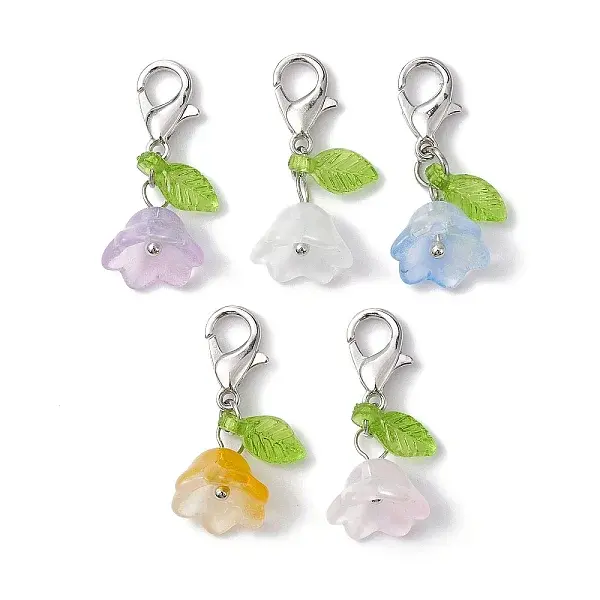 5Pcs Flower & Leaf Acrylic Pendant Decorations