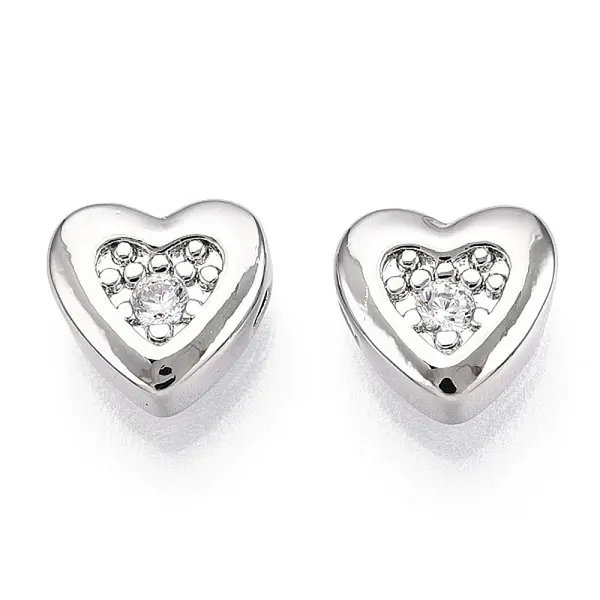 Brass Micro Pave Cubic Zirconia Beads
