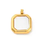 304 Stainless Steel Pave Natural White Shell Pendants