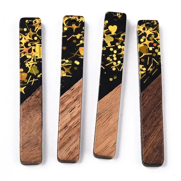 Opaque Resin & Walnut Wood Big Pendants