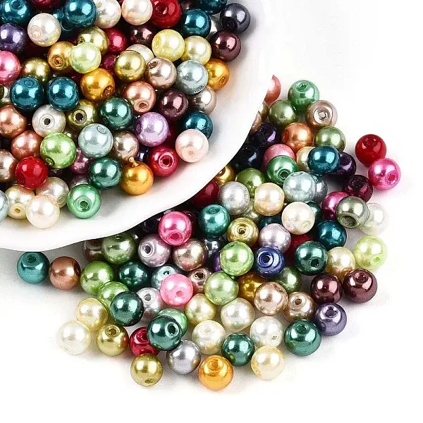 Baking Paint Pearlized Glass Pearl Beads