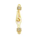 Rack Plating Brass Micro Pave Clear Cubic Zirconia Hook Clasps