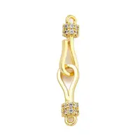 Rack Plating Brass Micro Pave Clear Cubic Zirconia Hook Clasps
