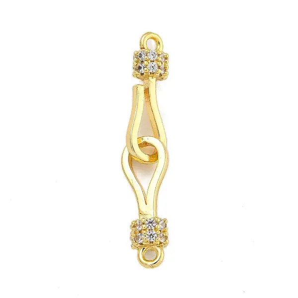 Rack Plating Brass Micro Pave Clear Cubic Zirconia Hook Clasps