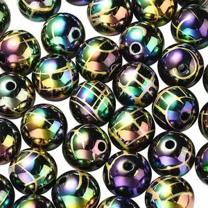 UV Plating Rainbow Iridescent Acrylic Beads
