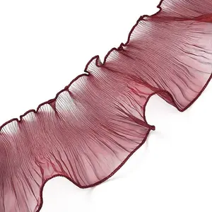 Polyester Pleated Lace Trim Ribbon