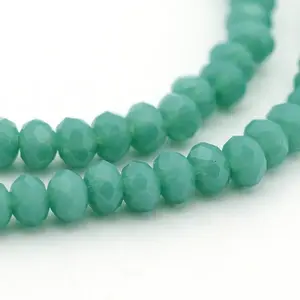 Opaque Solid Color Crystal Glass Rondelle Beads Strands