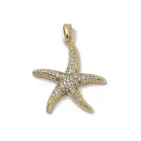 Brass Micro Pave Clear Cubic Zirconia Pendants