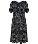 Trapeze summer dress with a white MIDI print