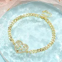 Brass Micro Pave Cubic Zirconia Link Bracelets