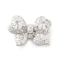 925 Sterling Silver Micro Pave Clear Cubic Zirconia Bowknot Multi-Strand Links