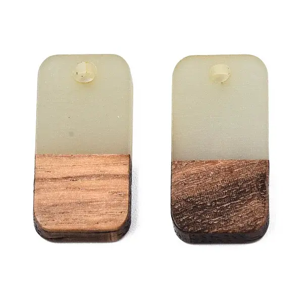 Two-tone Transparent Resin & Walnut Wood Pendants