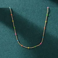304 Stainless Steel Colorful Enamel Ball Chain Necklaces for Women