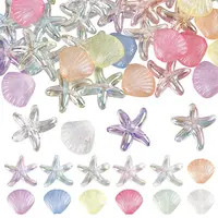 60Pcs 6 Styles Plating Acrylic Beads