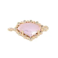 Golden Plated Brass Pave Clear Cubic Zirconia Connector Charms