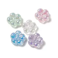 UV Plating Rainbow Iridescent Acrylic Flower Beads