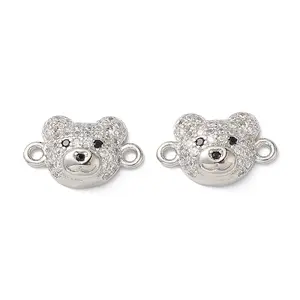 Brass Micro Pave Cubic Zirconia Connector Charms