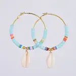 Brass Heishi Beaded Hoop Earrings