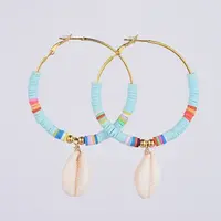 Brass Heishi Beaded Hoop Earrings