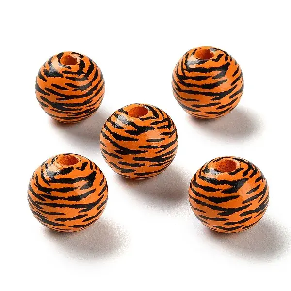 Printed Wood European Beads