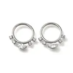 304 Stainless Steel Clear Cubic Zirconia Horse Eye Hoop Nose Rings