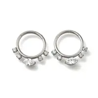 304 Stainless Steel Clear Cubic Zirconia Horse Eye Hoop Nose Rings
