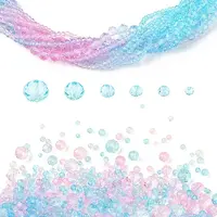 6 Styles Gradient Color Transparent Painted Glass Beads Strands
