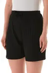 27145 Dewberry Ribbed Drawstring Jersey Shorts-BLACK
