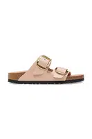 Kožené pantofle Birkenstock Arizona Big Buckle dámské, béžová barva, 1026553