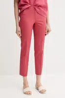 Kalhoty Sisley dámské, růžová barva, high waist, 4VPHL5AH6