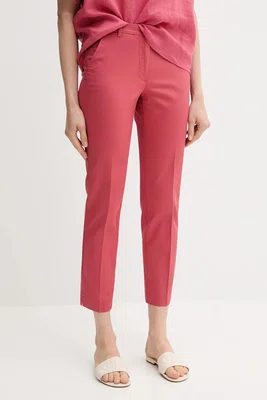 Kalhoty Sisley dámské, růžová barva, high waist, 4VPHL5AH6