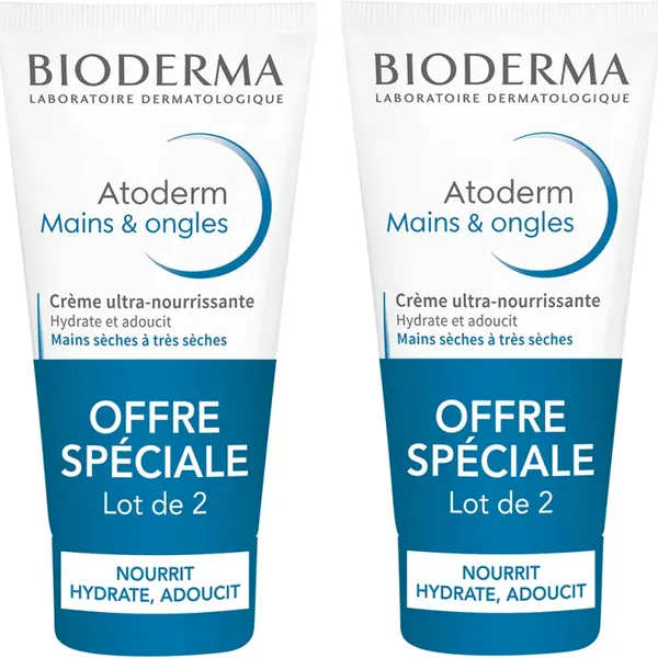 Bioderma Sada výživných krémů na ruce a nehty Atoderm Mains (Ultra-Nourishing Cream Hands & Nails) 2 x 50 ml