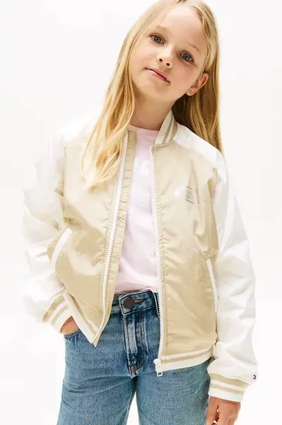 Bunda Tommy Hilfiger béžová barva, KG0KG08754