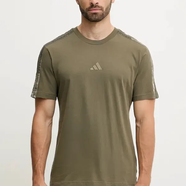 Bavlněné tričko adidas AOP Colourblock T-Shirt pánské, zelená barva, JM9201
