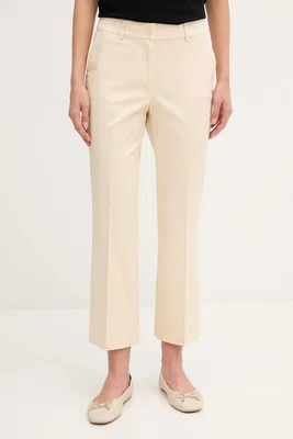 Kalhoty Sisley dámské, béžová barva, střih cigarette, medium waist, 4ENMLE02X