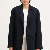 Bavlněné sako Tommy Hilfiger tmavomodrá barva, WW0WW46808