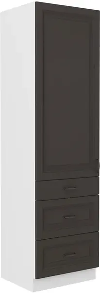 Vysoká potravinová skříňka Stilo 60 DKS-210 3S 1F - Premium Box Barva korpusu: Bílá, Barva dvířek: Grafit