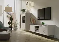 Obývací sestava Grande 2 Barva korpusu + barva dveří: Pískově béžová (hladké + struktura)