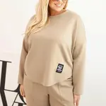 Kesi Włoski Komplet dámsky Plus Size maslo mikina a nohavice s vreckami fango