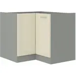 Spodní rohová skříňka 90x90 DN 2F BB Barva korpusu: Šedá, Barva dvířek: Krémový lesk (Karmen)