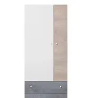 Šatní skříň Sigma SI3 Barva korpusu: Beton/Bílá/Dub, Varianta Si: Levá