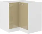 Spodní rohová skříňka Lara 90x90 DN 2F BB Barva korpusu: Bílá, Barva dvířek: Cappucino lesk